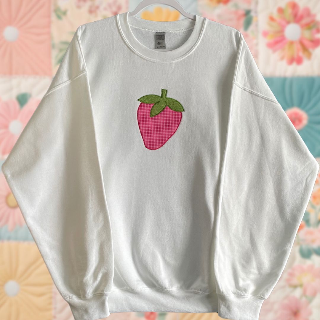 XL White Pink and Red Gingham Sweatshirt