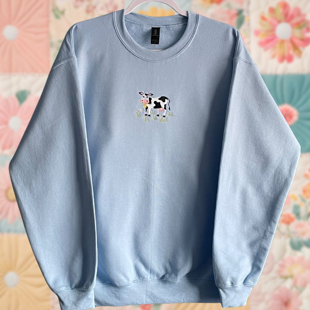 Medium Light Blue Cow Sweatshirt