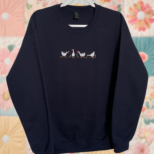 Medium Navy Goose with Tulips Sweatshirt