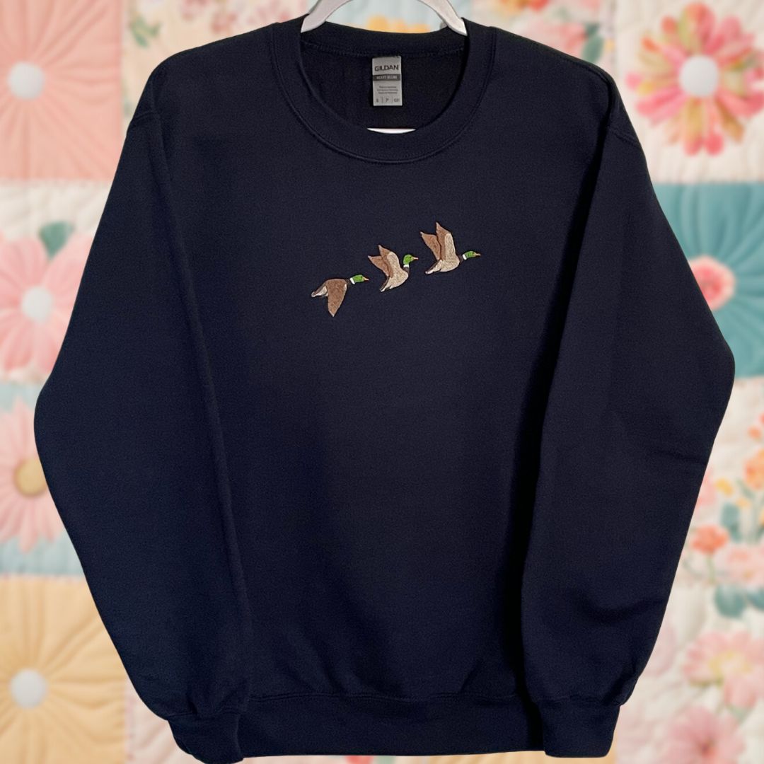 Small Navy Blue Mallard Ducks Sweatshirt