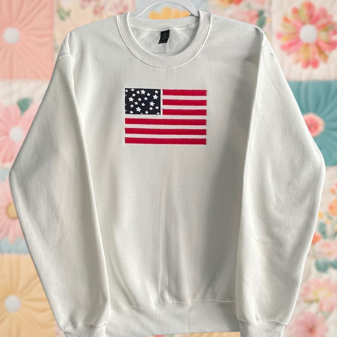 Small White Patchwork Flag Sweatshirt