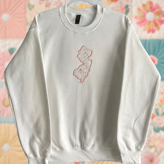Small White New Jersey Patchwork Sweatshirt