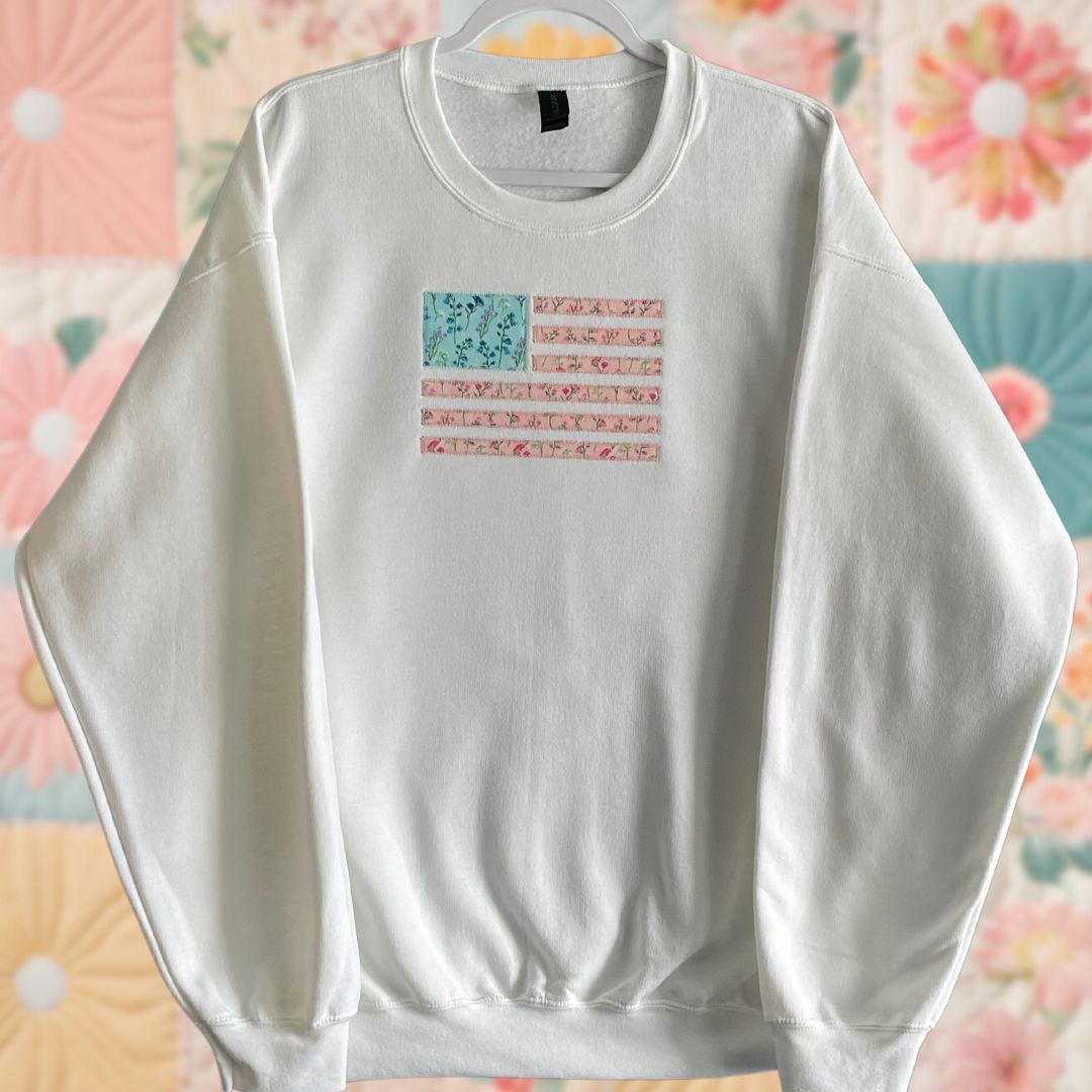 Large White Floral Flag Sweatshirt